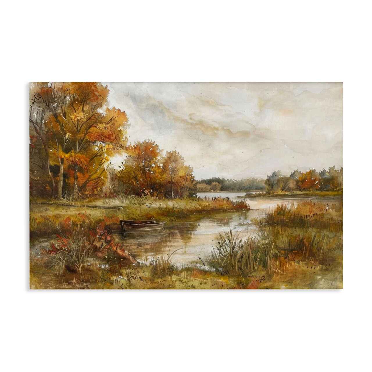 Stupell Industries Fall Scenic River Boat Canvas Wall Art Design by LSR Design Studio